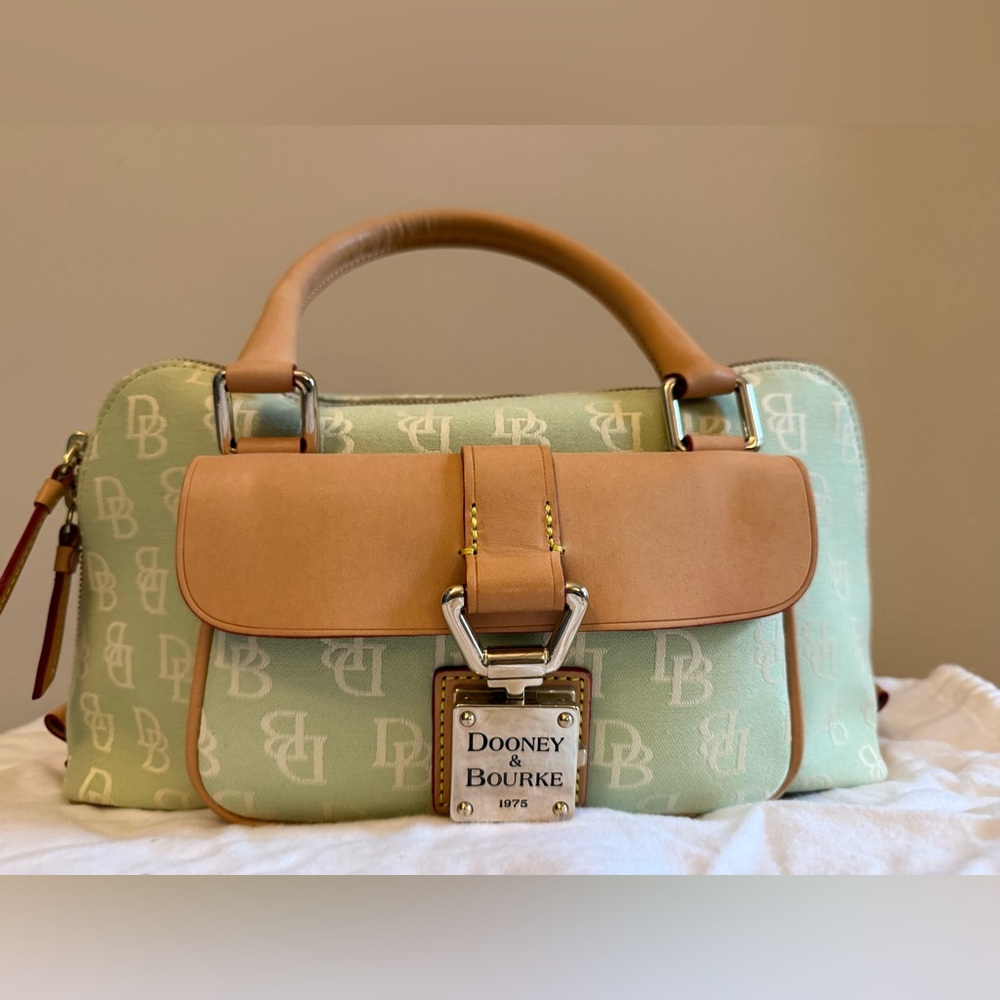 Dooney & Bourke Mint Green and Tan Satchel